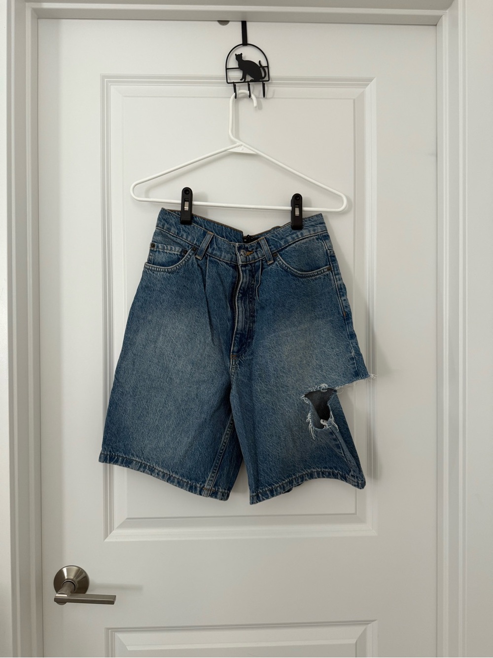 ASOS Blue Distressed Denim Shorts